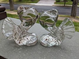 1940&#39;s Paden City Glass POUTER PIGEON Clear Glass Bookends Figurine Proud Pigeon - £25.87 GBP