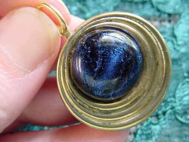 (#DB-311) Dichroic Glass Brass Pendant Jewelry Purple Blue Black - £10.99 GBP