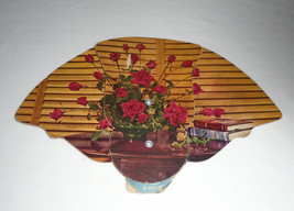 Vintage Conner Funeral Home Advertising Hand Fan Red Roses Everett PA - £7.82 GBP