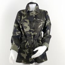 JustFab Jacket Womens Sz Large Camo Anorak Cotton Lightweight Drawstring... - $17.26