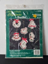 RARE Bucilla &quot;Country Christmas&quot; Candlewicking 6 Ornaments Kit - £10.13 GBP