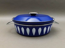 Cathrineholm Norway Blue Lotus Enamelware Chicken Fryer Casserole Dutch Oven - £186.86 GBP