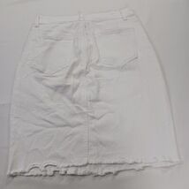 Shein Women’s White Cotton Blend Frayed Denim Skirt Size Large  image 2