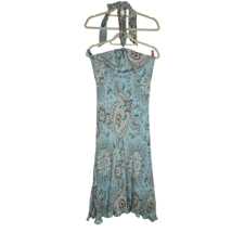 Ann Taylor Blue Floral Silk Halter Tie Midi Dress Size 8 - $24.99