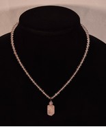 Pink Quartz Stone Pendant Beaded Necklace Sterling Clasp - $41.97 CAD
