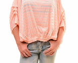 FREE PEOPLE Womens Top Striped Azalea Cosy Fit Soft Electric Shrimp Size XS - £33.07 GBP