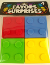 Shaped Blocks 4 Favors Surprises Plastic Hinged Fillable Colorful Birthdays - £6.39 GBP