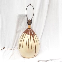 Vintage Table Lamp Mid Century Modern Drip Glaze Pottery Brown Off White - £120.74 GBP