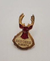 Red Deer Alberta Canada Travel Souvenir Collectible Lapel Hat Vintage Pin - $24.55