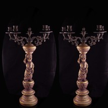 Vintage 22&quot; Monkey Candelabra set - Pair spooky candlesticks - Antique cast iron - £459.62 GBP