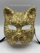 Handmade Venetian cat mask in gold Made of paper mache. Golden Party mas... - £61.11 GBP