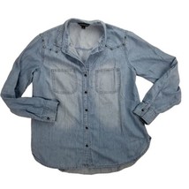 ROCK &amp; REPUBLIC Chambray Shirt Womens M Button Up Roll Tab Sleeve Studs ... - £11.91 GBP