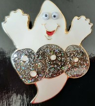 Halloween Enamel BOO Ghost Brooch Pin With Google Eyes - £11.42 GBP