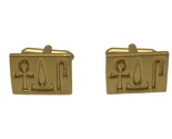 Egyptian Cartouche Cufflinks with Hieroglyphic Greeting Gold Tone Matte ... - £11.70 GBP