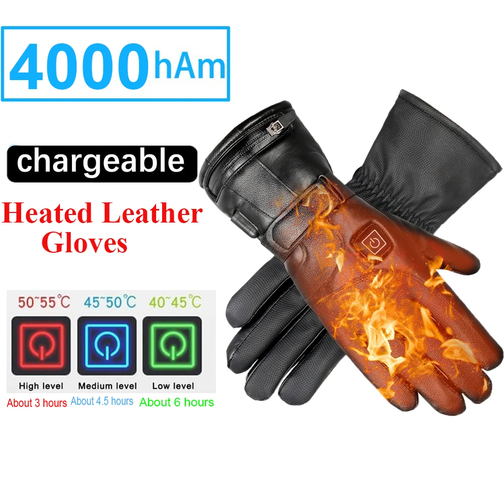 Motorcycle Electric Heated Gloves Touch Screen USB Rechargeable 4000mAhx2 - £44.55 GBP+