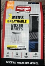 Wrangler ~ 3-Piece Mens Boxer Briefs Underwear Nylon Blend Breathable ~ S - $19.79