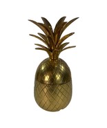 Brass Metal Gold Lidded Pineapple Shaped Container Dish 8&quot; Canister Fruit - $296.80 MXN