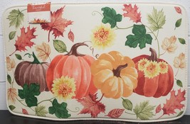 Memory Foam Cushioned Bath Mat (18&quot;x30&quot;) Fall, Pumpkins &amp; Leaves, Thankful Homes - £11.91 GBP