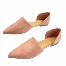 Olivia + Kate Haile Shoe Pink Size 8 Pointed Toe Flat Heel Brushed Faux Suede - £24.38 GBP