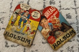 (2) Vintage Holsum Bread Advertising Store Signs Paper Baseball Catcher ... - $98.99