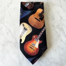 Guitar II Ralph Marlin Men&#39;s Neck Tie - Vintage Electric Acoustic Guitar... - $18.95