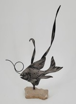 VTG Mid Century Style Modern Brutalist Metal Fish Sculpture Mounted On Rock  - £25.61 GBP