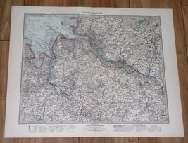 1908 Original Antique Map Of Hamburg And Vicinity / Germany / Scale 1:500.000 - £16.82 GBP