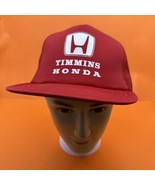 Vintage TIMMINS HONDA Snapback    Trucker HAT SOLID RED WITH Mesh BACK - £22.60 GBP