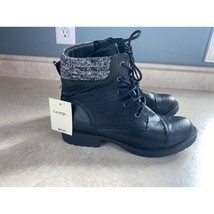 George Girls Size 12 Black &amp; Grey Side Zipper Lace Up Boots NEW - $14.84
