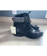 George Girls Size 12 Black &amp; Grey Side Zipper Lace Up Boots NEW - $14.84