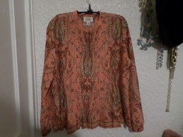 TALBOTS Cotton Pleated Sequined Multicolor Paisley Tunic Top NWOT size LP - £19.90 GBP