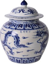 Ginger Jar Vase Dragon White Blue Colors May Vary Variable Ceramic Handmade - £313.75 GBP