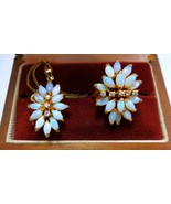 Vintage 1960&#39;s Sterling Gold Vermeil Marquise Opal CZ 3 pc. Set - $128.25
