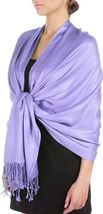 Light Purple - 78X28 2PLY Pashmina Solid Silk Shawl Wrap Cashmere Stole Scarf - £14.93 GBP