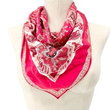 Scarf 25.5 inch Square Red White Paisley - £8.55 GBP