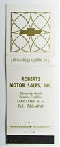 Roberts Motor Sales - Lancaster, New Hampshire Dealer 20 Strike Matchbook Cover - £1.58 GBP