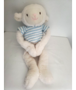 Kellytoy Lamb Plush Stuffed Animal White Blue Striped Shirt Rattles - £19.47 GBP