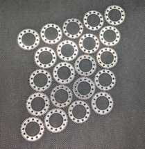Lot of 21 Silver Color Metal Gears Jewelry Findings Circular Port Hole Design - £6.68 GBP
