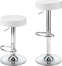 Finnhomy Bar Stools Set Of 2 Modern Pu Leather, Swivel Barstools With, White - £92.53 GBP