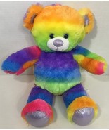 build-a-bear rainbow purple glitter feet bear teddy plush multi-color ti... - $8.31