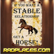 Vintage style Man Cave Stable Relationship Get A Horse Aluminum Metal Sig 8 x 12 - £15.75 GBP