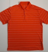 NIKE Men&#39;s Dri Fit Golf Polo Shirt Orange/White Striped Size Medium - £14.14 GBP