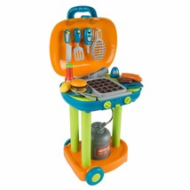 Pretend Play Bbq Grill Kids Dinner Playset With Sounds Lights Food Utensils - £48.46 GBP