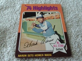 1975 Topps # 1 1974 Highlights Hank Aaron Brewers Baseball Vg+ !! - £103.90 GBP