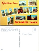 Illinois Greetings Prairie State Land of Lincoln Capitol Building VTG Postcard - £7.51 GBP