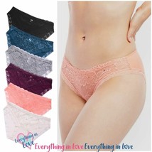 6 Pack Women Ladies Stretch Lace Front Comfortable Cotton Bikini panty Underwear - $20.29