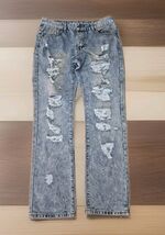 True Rock Jeans Mens 32x31 Blue Slim Boot Cut Distressed Thrashed Denim J1 - $32.67