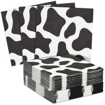 100 Pack Cow Print Napkins Farm Animal Birthday Party Supplies 6.5 X 6.5 In - £20.76 GBP