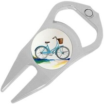 Watercolor Bicycle Bike Golf Ball Marker Divot Repair Tool Bottle Opener - £9.40 GBP