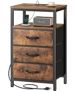 This Is A Rustic Brown Nightstand With A Charging Station, Measuring 27.... - $64.99